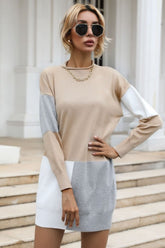 Color Block Sweater Dress - Shah S. Sahota